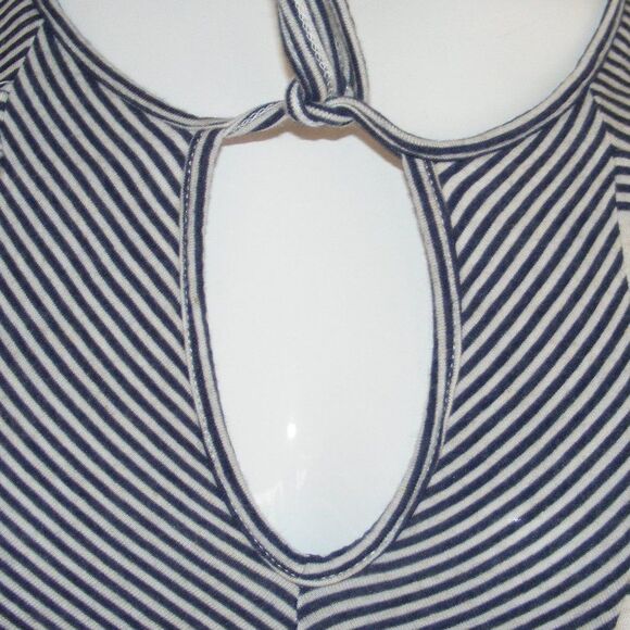 ELLA MOSS Top, L, Sleeveless, Stripes, Keyhole with ties, Rayon-linen blend - Picture 4 of 10